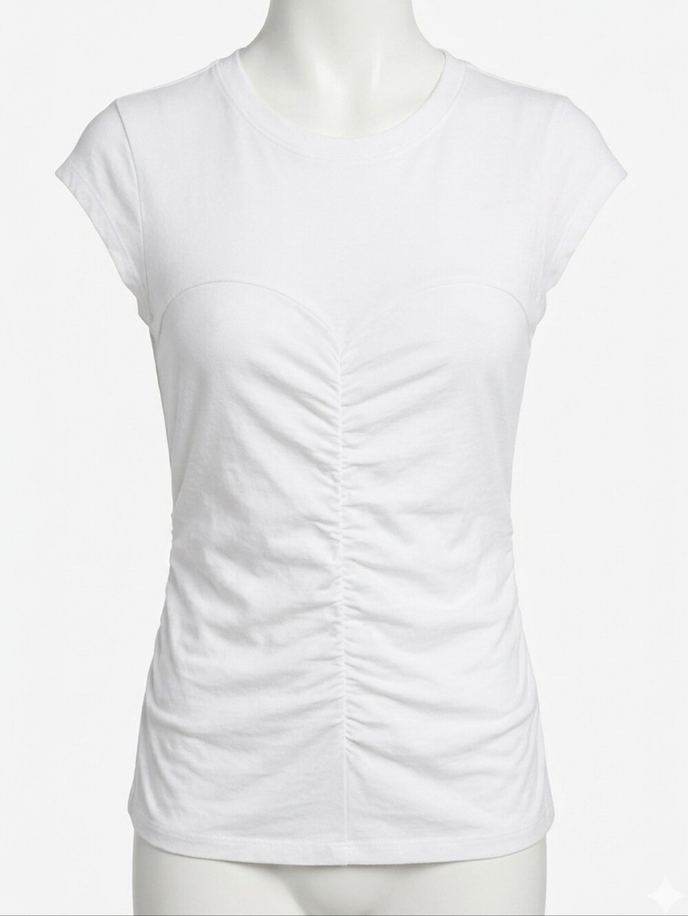 Express White Cap Sleeve Rouched Detail Women's Top Size M Flattering - Picture 8 of 8